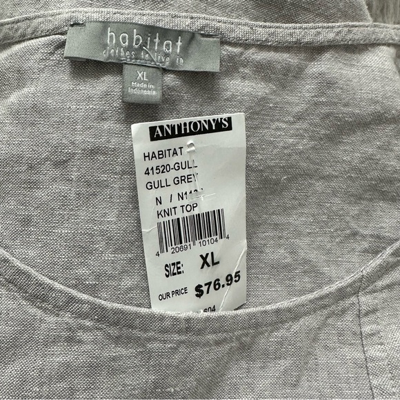 Habitat 41520 Pocket Pullover Top Linen Blend SZ XLarge Gull Lagenlook NWT - Picture 2 of 11
